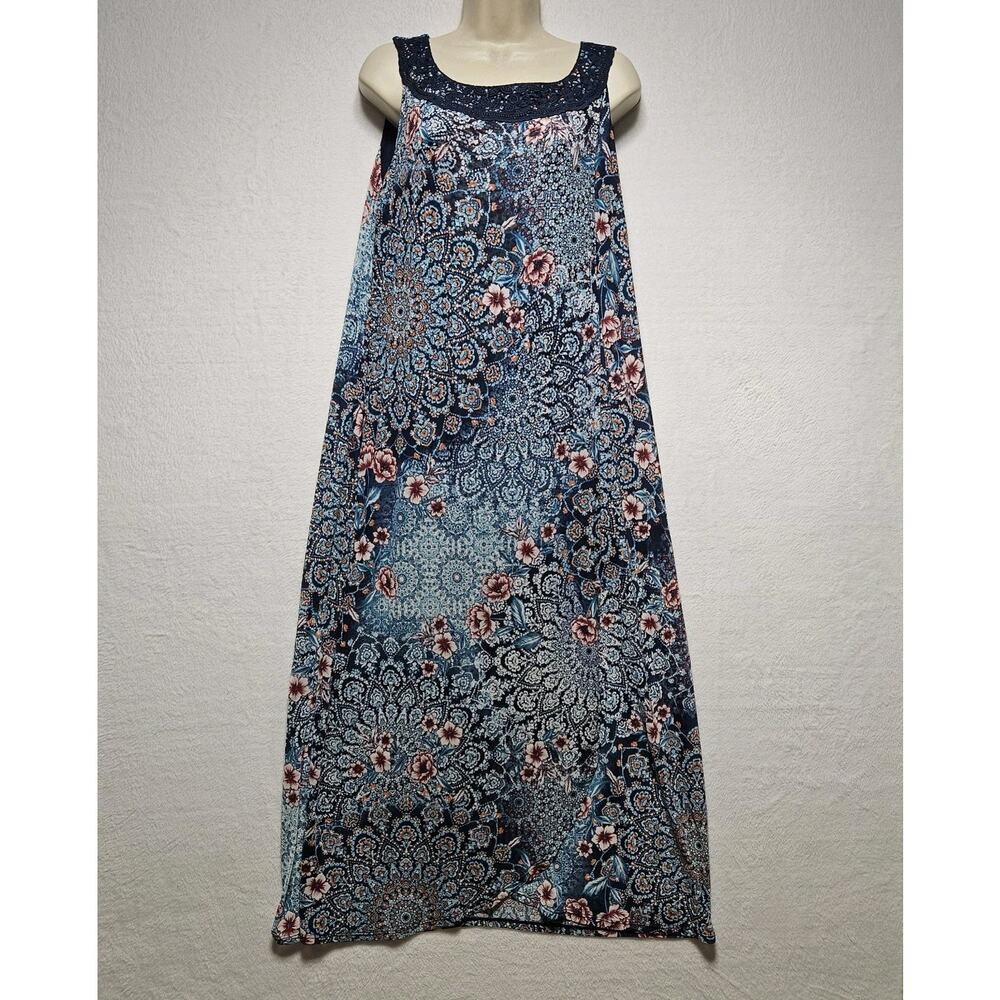 Catherines 0X 14 / 16W Ditzy Floral Sleeveless Maxi Dress Fairy Beach